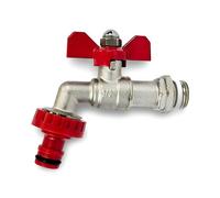 Wärmer System Rubinetto da giardino esterno con manico a farfalla con guarnizione in PTFE e dado rotante (rubinetto da giardino con manico a farfalla da 1/2" con connettore per tubo)
