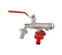 Wärmer System Rubinetto da giardino esterno da 1/2" con valvola di ritegno, rubinetto a doppia uscita (rubinetto a doppia uscita 1/2x3/4x3/4x3/4)