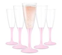 WAF TUNDRA - Set 60 FLUTE da Champagne in PLASTICA 100 ml. USA & RI-USA BPA-Free - Calici Plastica Riutilizzabili, Resistenti, Lavabili in Lavastoviglie - Flute Plastica per Feste, Matrimoni (Rosa)