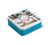 Waferini Romagna Vaniglia e Nocciola, 830g in Latta Decorata con Vedute della Romagna, Wafer con Ripieno alla Vaniglia e alla Nocciola, Regalo Iconico Firmato Babbi