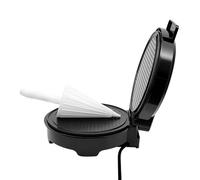 Waffle Elettrico 1200 W 20 cm, Macchina per waffle con termostato 150-200 °C, Dispositivo per Cornetti antiaderente a doppio lato, per cialde frittelle Ghiaccio, Cottura 3-5 min, Nero, 24x21x10,5 cm