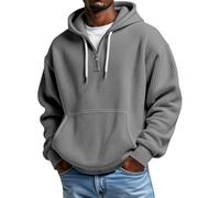 Waffle Hodies Uomo Casual Quarter Zip Pullover Manica Lunga Felpe, Grigio