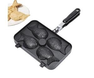 Waffle Maker - Cavity Fish Shaped Non Stick | Double Sided Pan Cupcake Maker | 4-Cavity Fish Shaped Non Stick For Home Apartment Kitchen Travel Picnic Camping Outdoor Cooking Baking Meat Cake