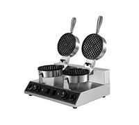 Waffle Maker Elettrico a Testa Singola/Doppia 180mm Piatto Antiaderente Macchina for cuocere la Torta Rotondo Waffle Gaufriers Elettrodomestico da Cucina (Color : Double Head)
