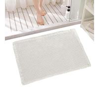 Waffle Texture Bath Rug - Ultra Absorbent Shower Mat, Anti-Skid Rubber Backing, Quick-Drying Cotton Blend, Modern Runner, Dorm Room Essential, Small White Carpet For Bathroom Tub