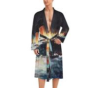 WAFICAC Accappatoio da uomo a maniche lunghe con scritta The Sinking of The Titanic Ship, per spa, lounge, bagno e casa