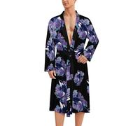 WAFICAC Accappatoio da uomo Ballena Orca Killer Whale Flowers a maniche lunghe, per spa, lounge, bagno e casa