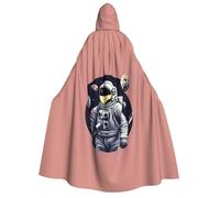 WAFICAC Astronauta sulla Luna 1 Stampa Unisex Adulto Mantello con Cappuccio Mago Veste Uomo Cosplay Mantello Carnevale Tema Festa Decorazione