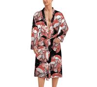 WAFICAC Bellissimo accappatoio da uomo con scheletro giapponese da geisha, a maniche lunghe, per spa, lounge, bagno e casa