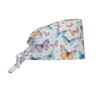 WAFICAC Berretto da Lavoro Butterfly 2 con Fascia antisudore, Regolabile, Unisex, da Donna, con Lacci, Cappelli Chirurgici