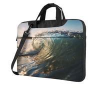 WAFICAC Borsa per laptop da uomo e donna con motivo onde marine, tracolla e maniglia, leggera, ideale come borsa per computer.