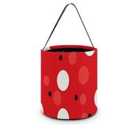 WAFICAC Borse di Halloween a pois rossi e bianchi con manici, secchiello per caramelle natalizie, secchielli portatili e riutilizzabili, borse di tela per bomboniere di Halloween