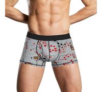 WAFICAC Boxer da Uomo in Seta di Latte con Stampa di Carte da Gioco sparse, Morbidi, Traspiranti, a Vita Bassa, vestibilità Comoda e a Cuciture.