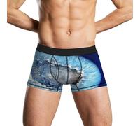 WAFICAC Boxer da Uomo in Seta di Latte con Stampa geode di Cristallo Blu Caduto, Morbidi e Traspiranti, a Vita Bassa, a Cuciture, vestibilità Comoda.