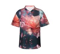 WAFICAC Camicia Hawaiana a Maniche Corte con Stampa di Petali di Cristallo, Camicia da Uomo Casual ed Estiva per Feste in Piscina