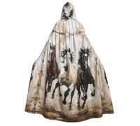 WAFICAC Cavalli che corrono Stampa artistica Unisex Adulto Mantello con cappuccio Mago Veste Uomo Cosplay Mantello Carnevale Tema Festa Decorazione