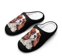 WAFICAC Ciabatte da casa in memory foam antiscivolo in cotone per interni ed esterni, modello Cavalier King Charles Spaniel da donna
