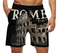 WAFICAC Colosseo1 Roma Italia Costume da Bagno da Uomo, Modello Hawaiano, Pantaloncini da Spiaggia con Tasche