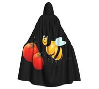 WAFICAC Mantello con cappuccio per adulti di Halloween, ape su un pomodoro, mantello con cappuccio super grande stampato con papillon