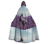 WAFICAC Mantello con cappuccio per adulti di Halloween, Astronauta in un campo di lavanda, Mantello con cappuccio super grande stampato con papillon