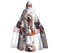 WAFICAC Mantello con cappuccio per adulti di Halloween, barboncino che fa una telefonata, mantello con cappuccio super grande stampato con papillon