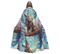 WAFICAC Mantello con cappuccio per adulti di Halloween, che guarda il cielo, mantello con cappuccio super grande stampato con papillon