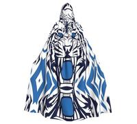 WAFICAC Mantello con cappuccio per adulti di Halloween con stampe blu tigre bianca per feste in maschera ed eventi a tema