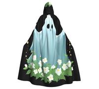 WAFICAC Mantello con cappuccio per adulti di Halloween Il fantasma tra i fiori Mantello con cappuccio super grande stampato con papillon