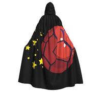 WAFICAC Mantello con cappuccio per adulti di Halloween, mantello con cappuccio super grande stampato con fiocco e palla tra le stelle