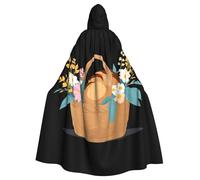 WAFICAC Mantello con cappuccio per adulti di Halloween Pane e fiori in un cesto Mantello con cappuccio super grande stampato con papillon