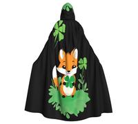 WAFICAC Mantello con cappuccio per adulti di Halloween, piccola che tiene un trifoglio, mantello con cappuccio super grande stampato con papillon