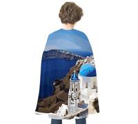 WAFICAC Mantello da vampiro reversibile con vista mare sull'isola di Santorini, leggero e comodo, mantello da strega, costumi da cosplay di Halloween per donne e uomini