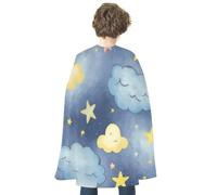 WAFICAC Mantello di Halloween per adulti con stelle e nuvole, mantelli per feste per adulti, mantelli unisex, mantello rosso reversibile