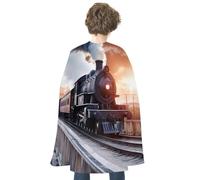 WAFICAC Mantello per adulti di Halloween, partenza dal treno a vapore, mantelli al tramonto per feste per adulti, mantelli unisex, mantello rosso reversibile