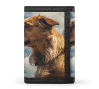 WAFICAC Portafoglio a tre ante per uomo, portamonete sottile con fermasoldi e porta carte di credito, raffigurante un cane e un gatto, con 8 scomparti per carte.