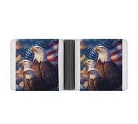 WAFICAC Portafoglio bifold con bandiera degli Stati Uniti Bald Eagle on The Peak per uomo e donna, portafogli in pelle, borsa compatta con scomparti per carte