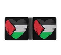 WAFICAC Portafoglio bifold con bandiera palestinese e cuore, per uomo e donna, in pelle, compatto, con scomparti per carte