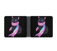 WAFICAC Portafoglio bifold con sciarpa e gatto transgender per uomo e donna, portafogli in pelle, borsa compatta con scomparti per carte