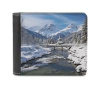 WAFICAC Portafoglio da uomo con paesaggio invernale nelle Alpi Bavaresi, portafoglio bifold con capacità extra sottile, portafogli in pelle PU con più scomparti per carte di credito