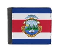 WAFICAC Portafoglio in pelle con emblema della bandiera nazionale della Costa per uomo e donna, piccolo portafoglio bifold con scomparti per carte e portamonete