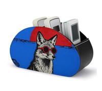 WAFICAC Soporte para control remoto Blue Square Fox, organizador de cuero sintético con 5 compartimentos para controles remotos de TV, accesorios de oficina y decoración del hogar.