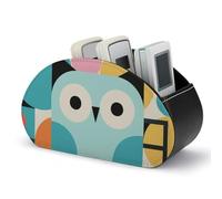 WAFICAC Soporte para control remoto con diseño abstracto de búho, organizador de cuero sintético con 5 compartimentos para controles remotos de TV, accesorios de oficina y decoración del hogar.