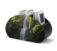 WAFICAC Soporte para control remoto con diseño de cascada, de cuero sintético, con 5 compartimentos, para TV, accesorios de escritorio y decoración del hogar.
