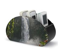 WAFICAC Soporte para control remoto con diseño de cascada y lluvia, de cuero sintético, con 5 compartimentos, para TV, accesorios de escritorio y decoración del hogar.