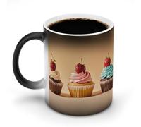 WAFICAC Tazza che cambia colore con il calore, tazza da caffè con cupcake divertenti, tazza in ceramica sensibile al calore, tazze novità personalizzate, tazze da tè calde per uomini e donne, 11 once