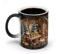 WAFICAC Tazza che cambia colore, divertente tazza natalizia in legno con manico, tazza in ceramica sensibile al calore, tazze novità personalizzate, tazze da tè calde per uomini e donne, 11 once