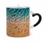 WAFICAC Tazza da caffè calda con stella marina dell'oceano, 11 once, con manico a forma di orecchio, divertenti tazze in ceramica, tazze personalizzate, tazze da tè calde per regali da uomo e donna.