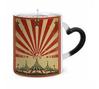 WAFICAC Tazza da caffè con sfondo vintage da circo, 11 once, con manico a forma di orecchio, divertenti tazze in ceramica, tazze personalizzate, tazze da tè calde per regali da uomo e da donna.