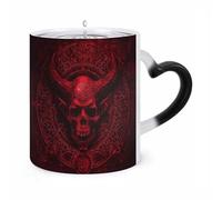 WAFICAC Tazza da caffè con teschio e corna di demone, 11 once, con manico a forma di orecchio, divertenti tazze in ceramica, tazze personalizzate, tazze da tè calde per regali da uomo e donna.