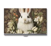 WAFICAC Un bellissimo porta visita a forma di coniglio bianco, porta visita sottile in metallo, tascabile per donne o uomini, libretto di biglietti da vis